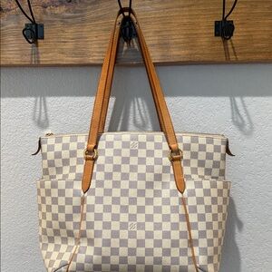 Louis Vuitton Damier Azur Totally MM Tote Bag Shoulder with Zipper
